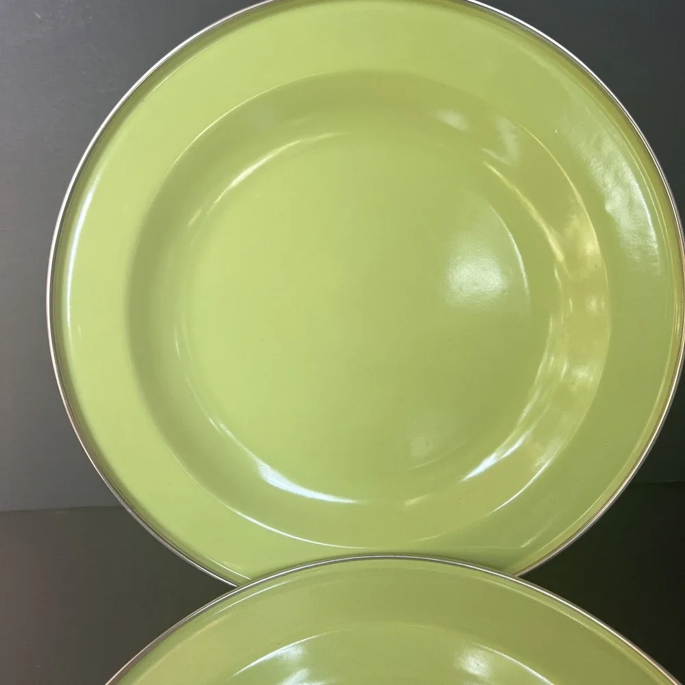 Discontinued Pottery Barn Enamelware Plates Lime Green 10